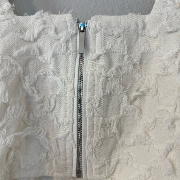 AVEC LES FILLES Crop Tank Top Off Small Elegant White Textured Women's Top - Picture 9 of 14